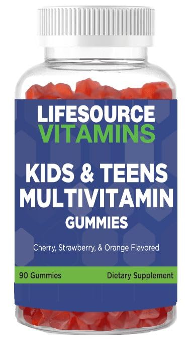 LifeSource Vitamins Kid's and Teen's Multivitamin Gummies - 90 Gummies - 45 Day Supply - Tastes Great - All-Natural Fruit Flavors: No Synthetics!
