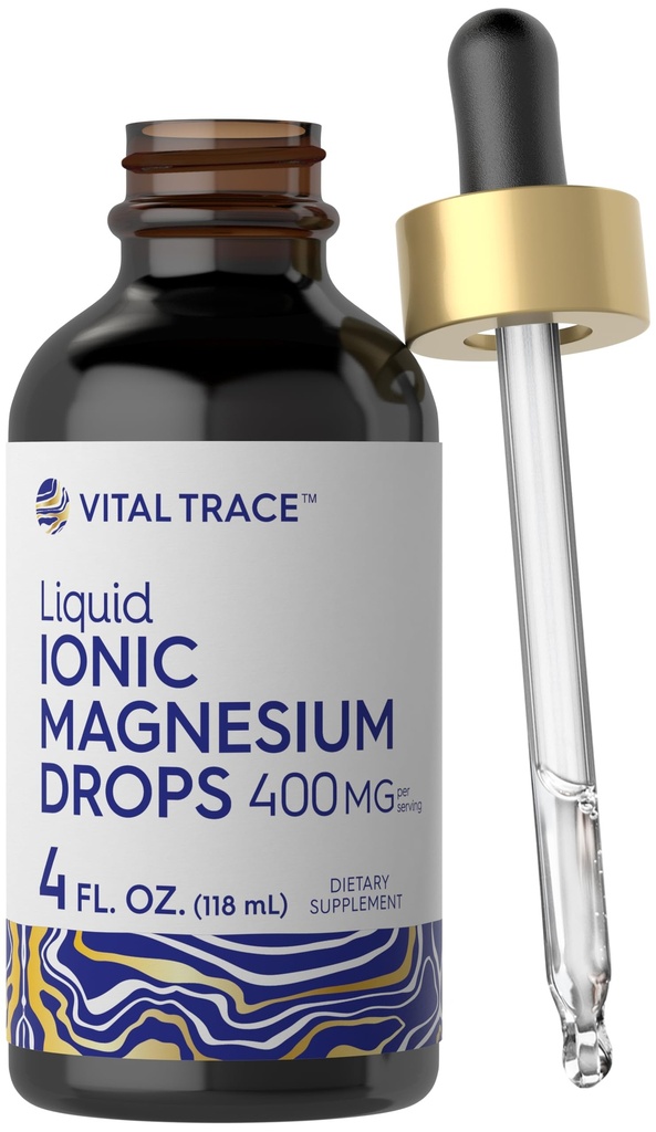 Carlyle Ionic Magnésium Complexe liquide de 400mg , 4 fl oz , gouttes végétariennes , Supplément sans OGM et sans gluten , par trace vitale