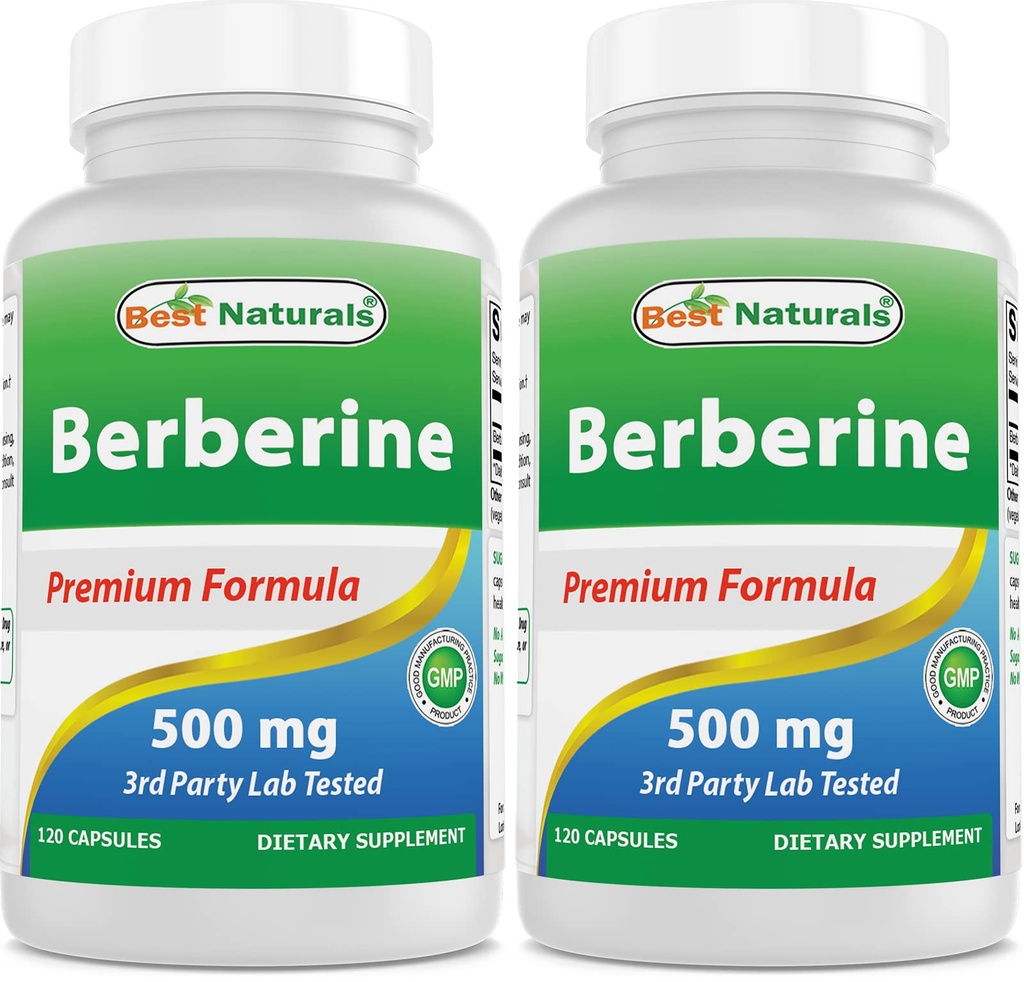 Best Naturals Berberine 500mg 120 Kapseln - Unterstützt Immunfunktion, Herz-Kreislauf- und Gastrointestinalfunktion (120 Zähler (Pack von 2))