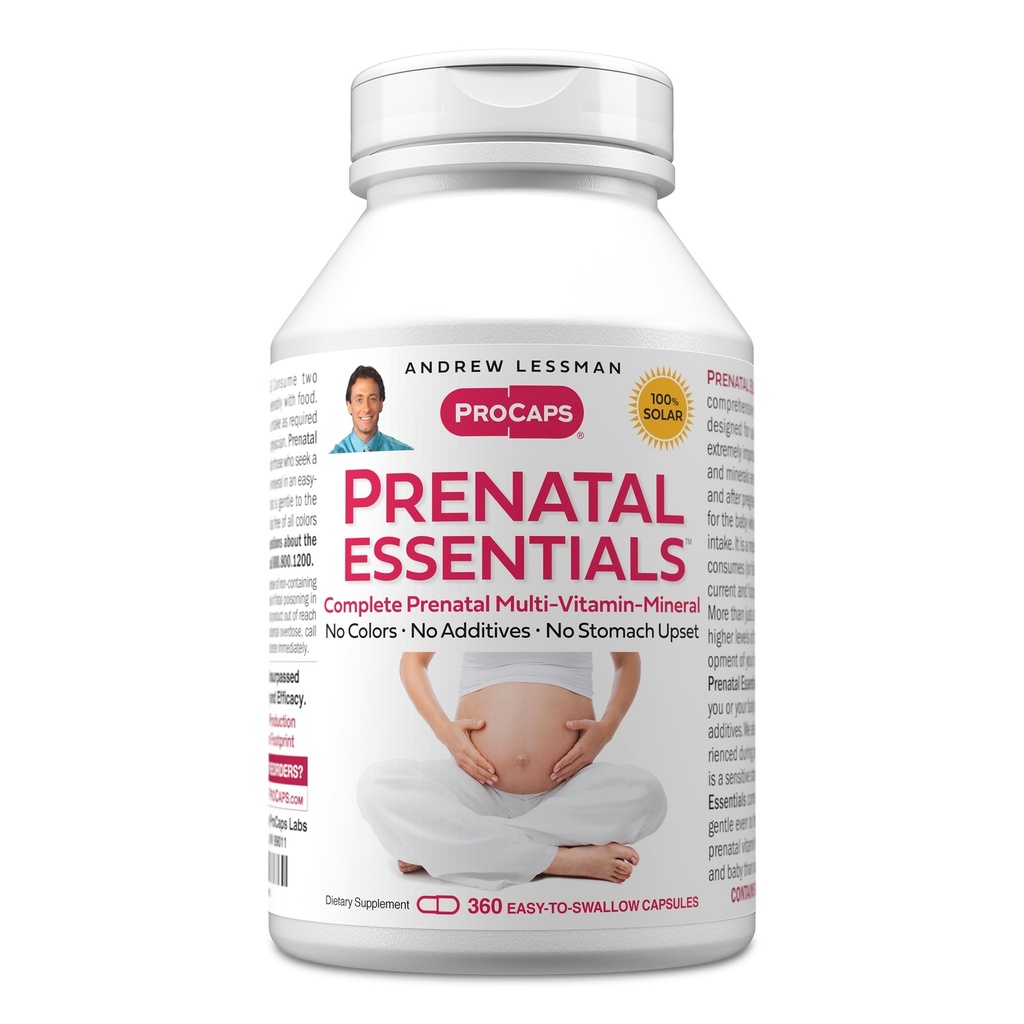 ANDREW LESSMAN Prenatal Essentials 360 Capsules - Komplette pränatale Vitamine für Frauen, keine Additive Prenatal Multivitamin, Nährstoffe für Frauen Prenatal, Postnatal-Methylfolat Prenatal mit Eisen