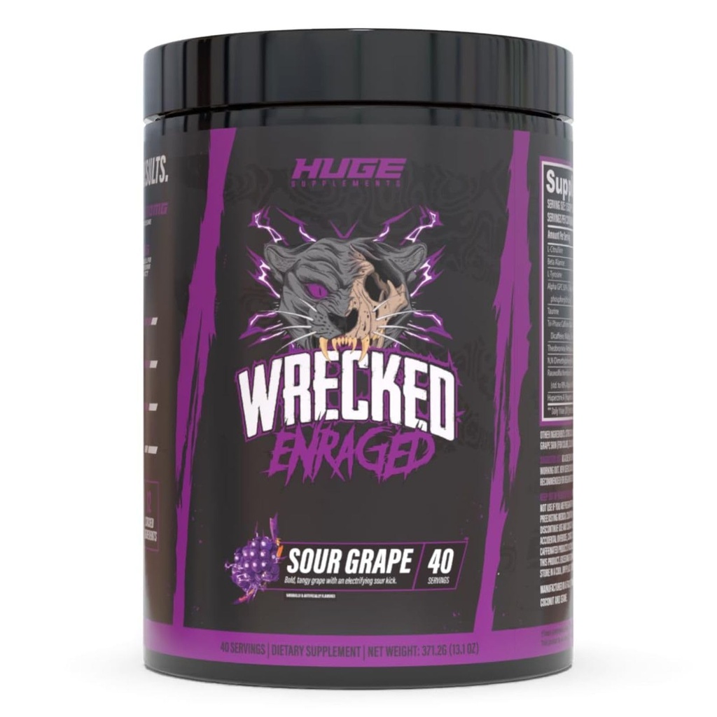 Wrecked Enraged High Stim Pre Workout - Extreme Hardcore Formula for Intense Energy, Laser Focus & Maximum Strength - Potent Stimulant Matrix - for Advanced Lifters, Not for Beginners (40 Servings)
