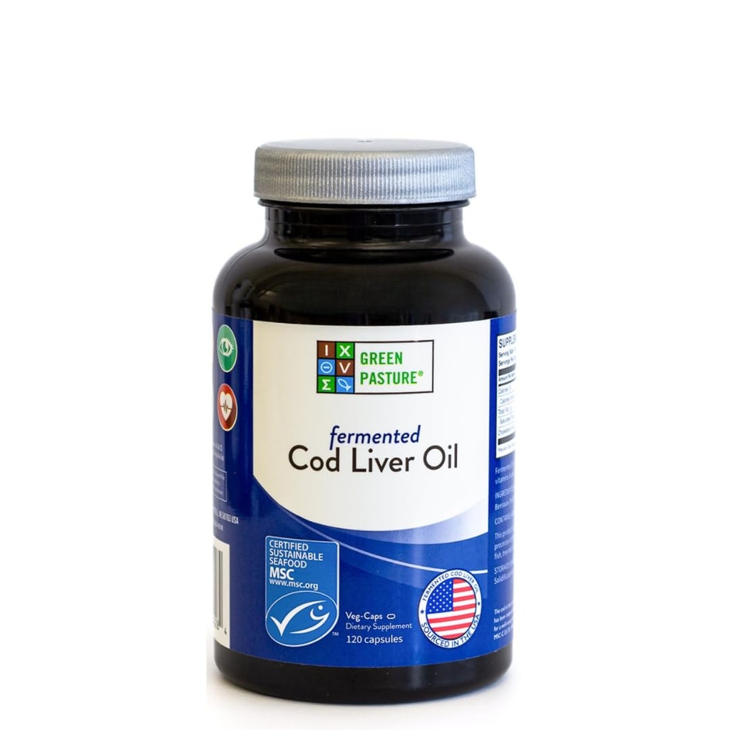 Green Pasture Fermented Cod Liver Oil -Non-Gelatin 120 Kapseln