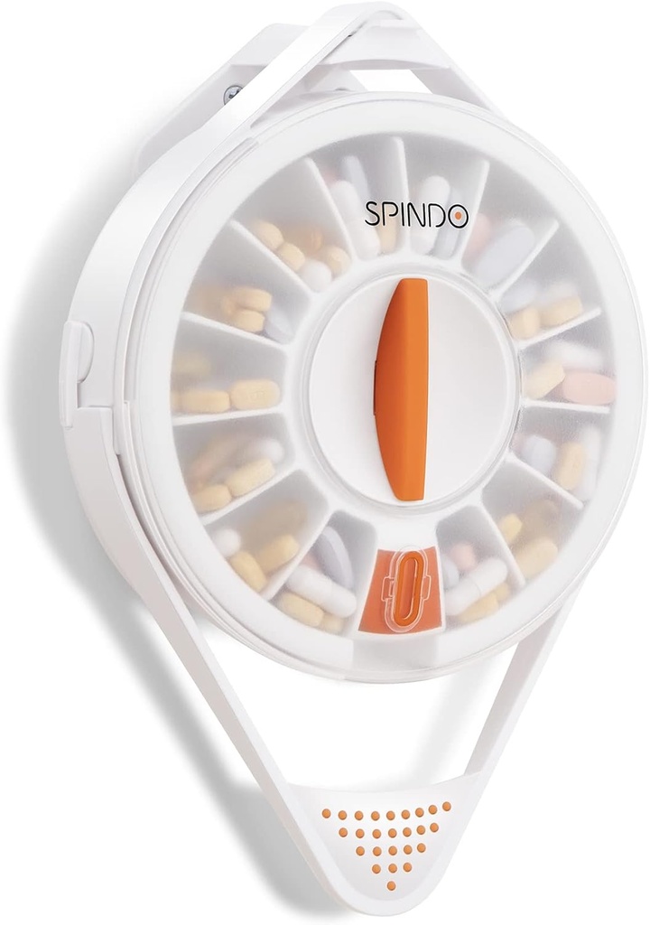 Distributeur de pilules Fullicon avec 14 grands compartiments et écluse de protection des enfants, distributeur de médicaments Spindo-dispense Vitamine/Table/Supplément pour personnes âgées/Amnésie/Dementia