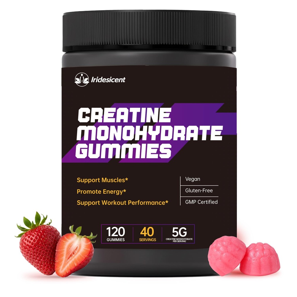 Creatine Gummies 5000mg – Sugar Free Creatine Monohydrate, Vegan Chewables Creatine for Women and Men (120 Count, Strawberry)
