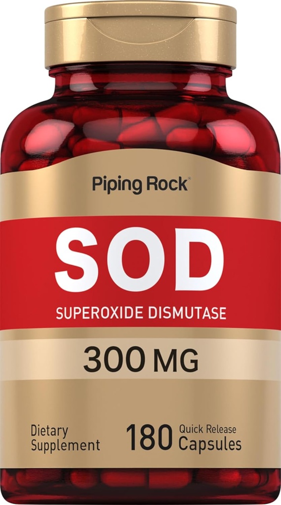 Piping Rock Superoxide Dismutase | SOD | 300 mg | 180 capsule | Non OGM, Gluten Free Supplement