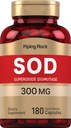 Piping Rock Superoxide Dismutase | SOD | 300 mg | 180 capsule | Non OGM, Gluten Free Supplement
