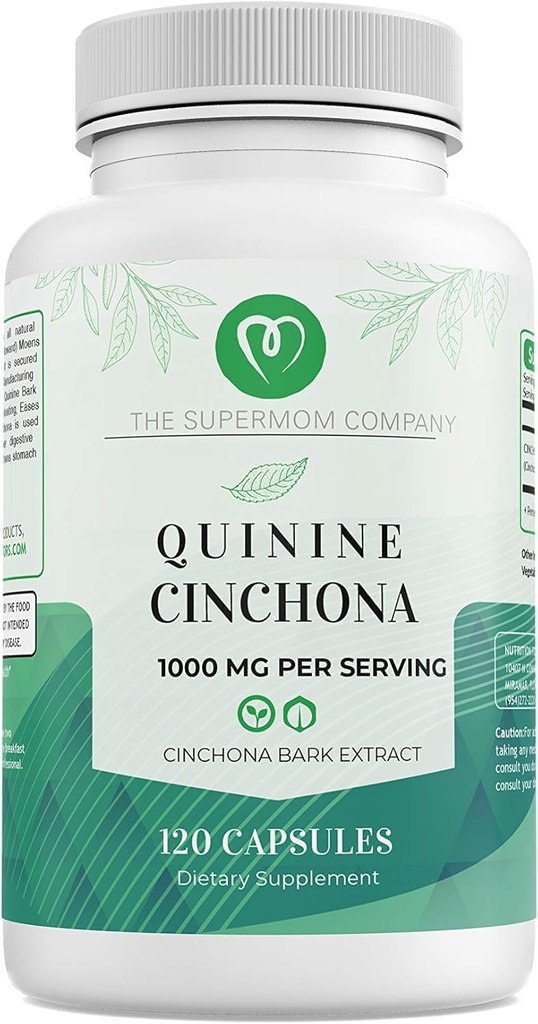 Quinine Cinchona Bark Extract 1000 mg – Supplément à base de plantes pour le soulagement des crampes musculaires et des jambes, le soutien digestif et la santé immunitaire – 120 capsules, non OGM, fabriqués aux États-Unis