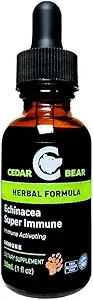 Cedar Bear Echinacea Super Immune Mélanger un supplément à base de plantes liquides qui stimule votre système immunitaire pour aider à maintenir l'activité des cellules sanguines blanches et d'autres fonctions immunitaires 1 Fl Oz