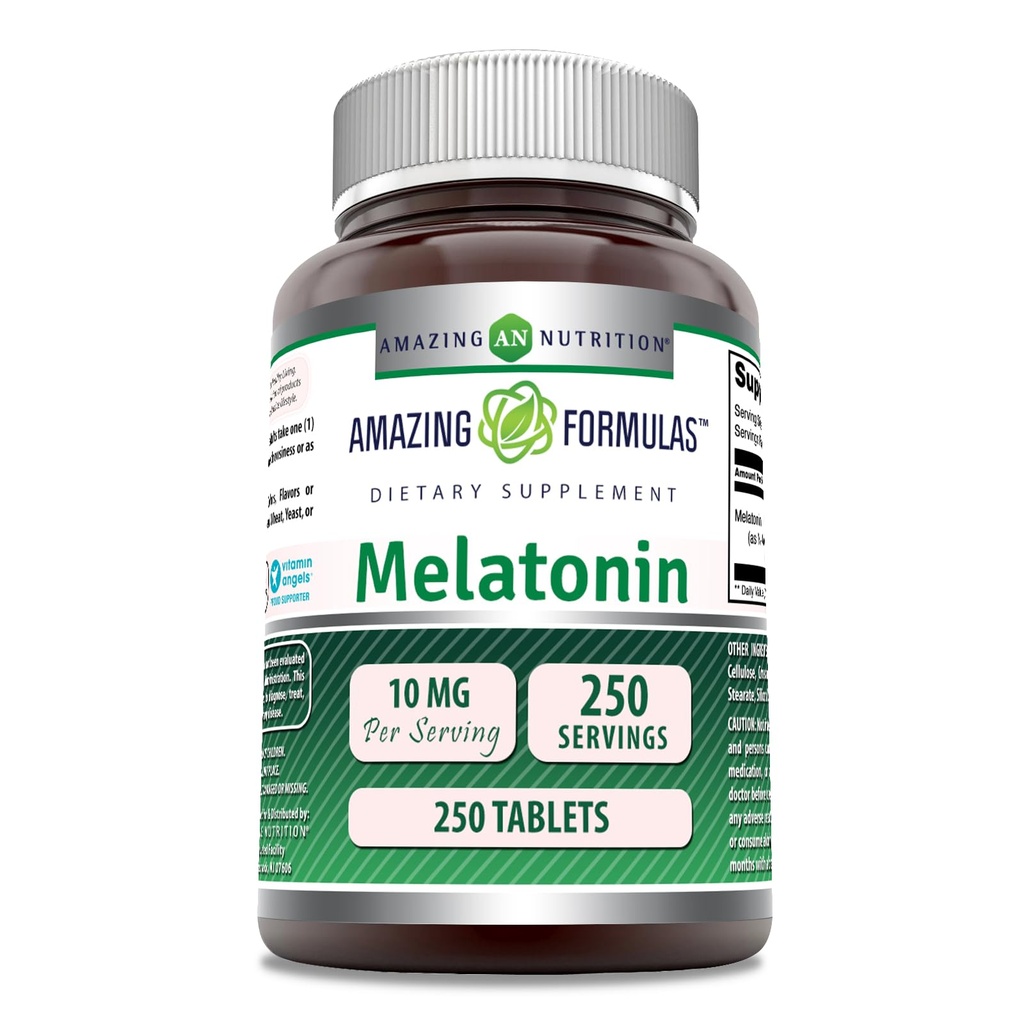 Incredibile Formulas Melatonin Supplemento | 10 Mg Per Serving | 250 compresse | Non OGM | Gluten Free | Made in USA