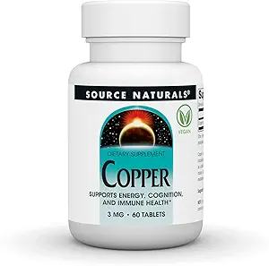 Quelle Naurals Kupfer, unterstützt Energie, Kognition und Immune Gesundheit*, 3 mg - 60 Tabletten