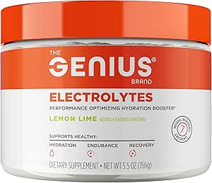 Die Genius-Marke Genius Elektrolyte - Elektrolyt-Pulver für aktive Lebensstile - unterstützt Hydration, Energie, Ausdauer, Muskelwachstum & Erholung - Lemon Lime - 30 Servietten