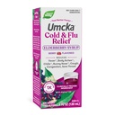 Via della natura freddo + Flu Relief Syrup*, Umcka, Sore Throat, Tosse, Congestione, Febbre*, Body Aches*, Phenylephrine Free, Homeopathic, Non-Drowsy, Berry Flavored, 4 Fl Oz (Packaging May Vary)