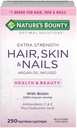 La peau et les ongles des cheveux de la nature 5000 mcg de biotine - 250 comprimés enduits Régulière & Extra Force (Extra Force, deux bouteilles chacune de 250 Softgels)