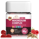 15-in-1 Magnesium Complex Gummies 350 mg/Serv with Ashwagandha Root,Vitamin D3,L-Theanine,Zinc Gluconate,CoQ10, Stress Relief Glycinate Gummy, Sugar Free Chews Supplement for Adults Sleep (Raspberry)