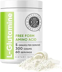 Intestinal Fortitude L-Glutamine L Glutamine Polvere - Chiudere fuori - Free Form Amino Acid Supplement, Leaky Gut, Made in the USA, Vegan, Unflavored, Non-GMO & Gluten-Free