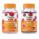 Lifeable Probiotic 2 milliards d'UFC Enfants + Fer et vitamine C Enfants, Gommies Bundle - Grande dégustation, supplément de vitamine, sans gluten, sans OGM, gommy à croquer