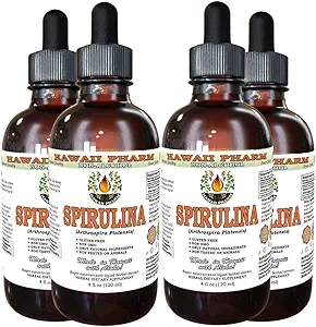 Spirulina Alcohol-Free Liquid Extract, Spirulina Organica (Arthrospira platensis) Dried Algae Glycerite Natural Herbal Supplement, Hawaii Pharm, USA 4x4 fl.oz