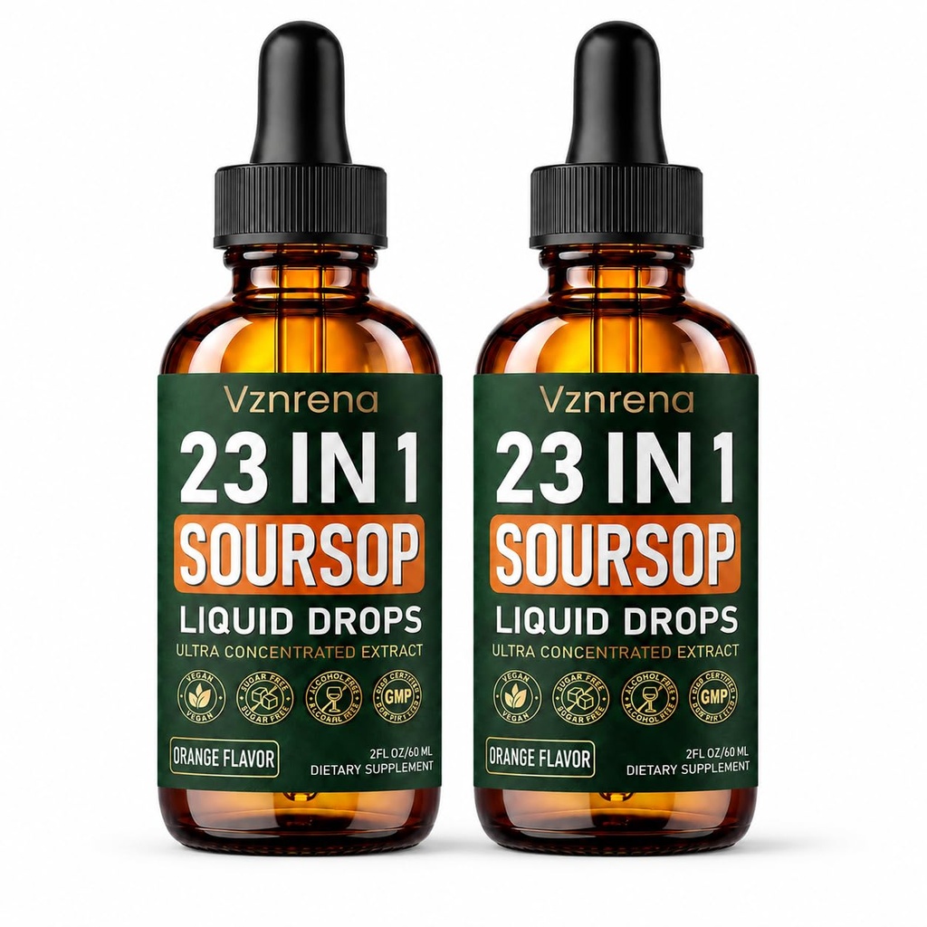 2 Pack Soursop Bitters Liquid Drops - Digestive Health, Immune & Natural Energy - Formula with Graviola, Black Seed, Sea Moss, Moringa, Turmeric, Ashwagandha - Vegan, Non-GMO – Orange Flavor, 2 fl oz