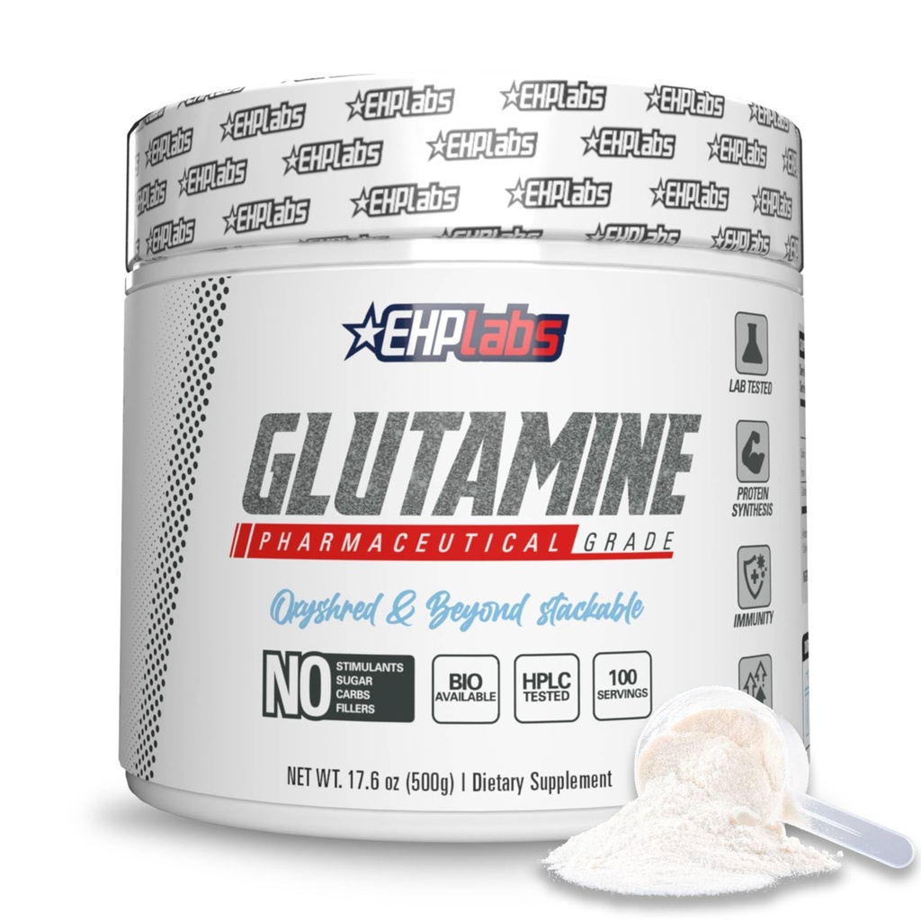 EHP Labs L Glutamine Powder Amino Acids - L-Glutamine, Workout Recovery, Immune Health & Gut Health Support (500g) - 100 Servings