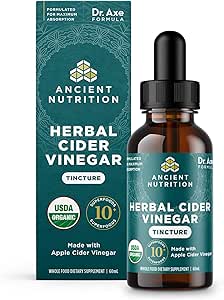 Antica Nutrition Aceto di sidro di mele erbe Supplemento con Superfood & Antiossidanti, Tintura di Aceto di Sidro di Mele Organico, Certificato USDA Organico, Vegan, Senza Glutine, 2 oz, 30 Serve