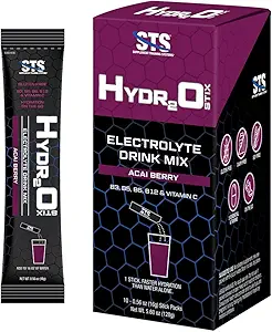 STS Hydro Stix Powder Packets Acai Berry Electrolyte Replacement Un service facile à ouvrir - 10 Pack (16 Gram)