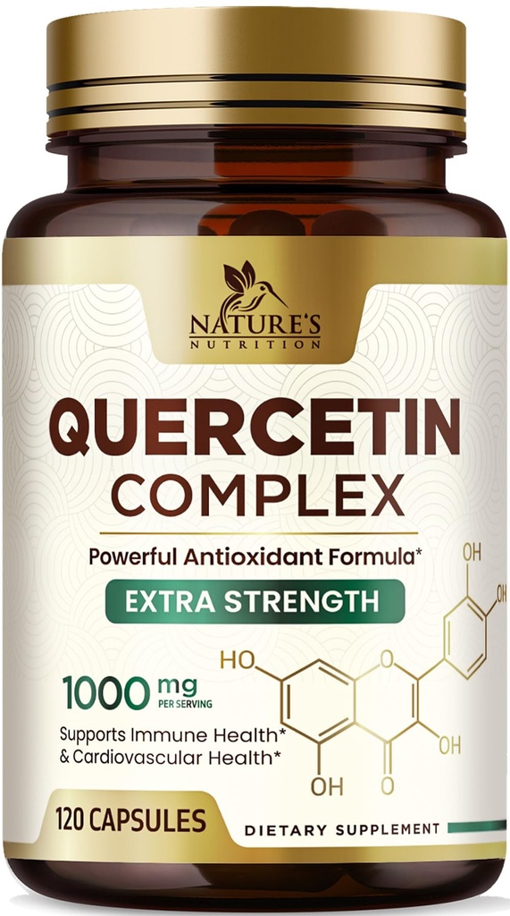 Quercetin Supplement 1000mg - Natürliche, pflanzenbasierte Unterstützung für Immun-, Zell-, Respirator- und Saisonveränderungen - Extra Strength Quercetin Dihydrate von Sophora Japonica - 120 Veggie Kapseln