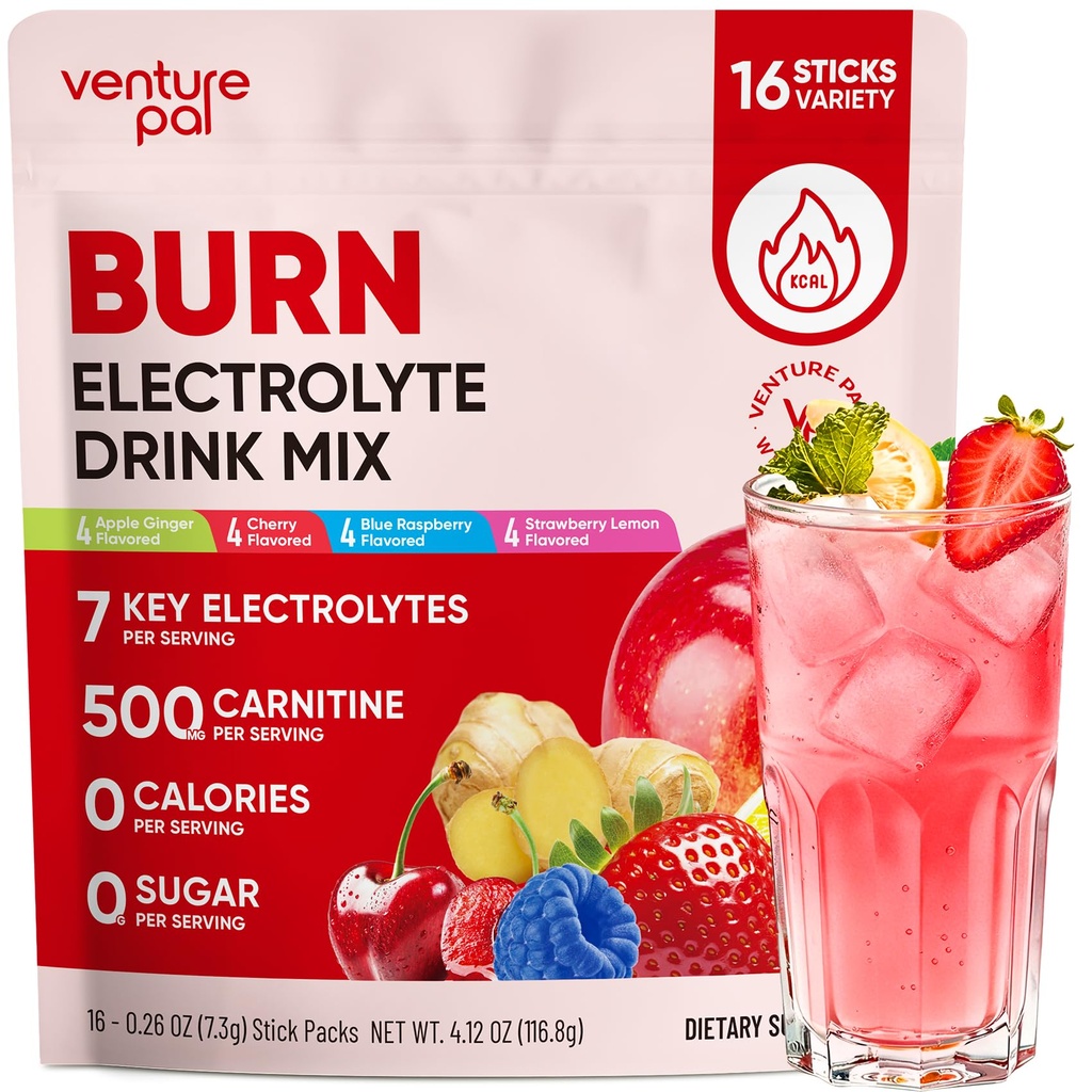 Venture Pal Electrolyte Packets – Clean Electrolytes, Electrolytes Zero Sugar, Low Sodium Formula, Mixed Flavors, 16 Pack