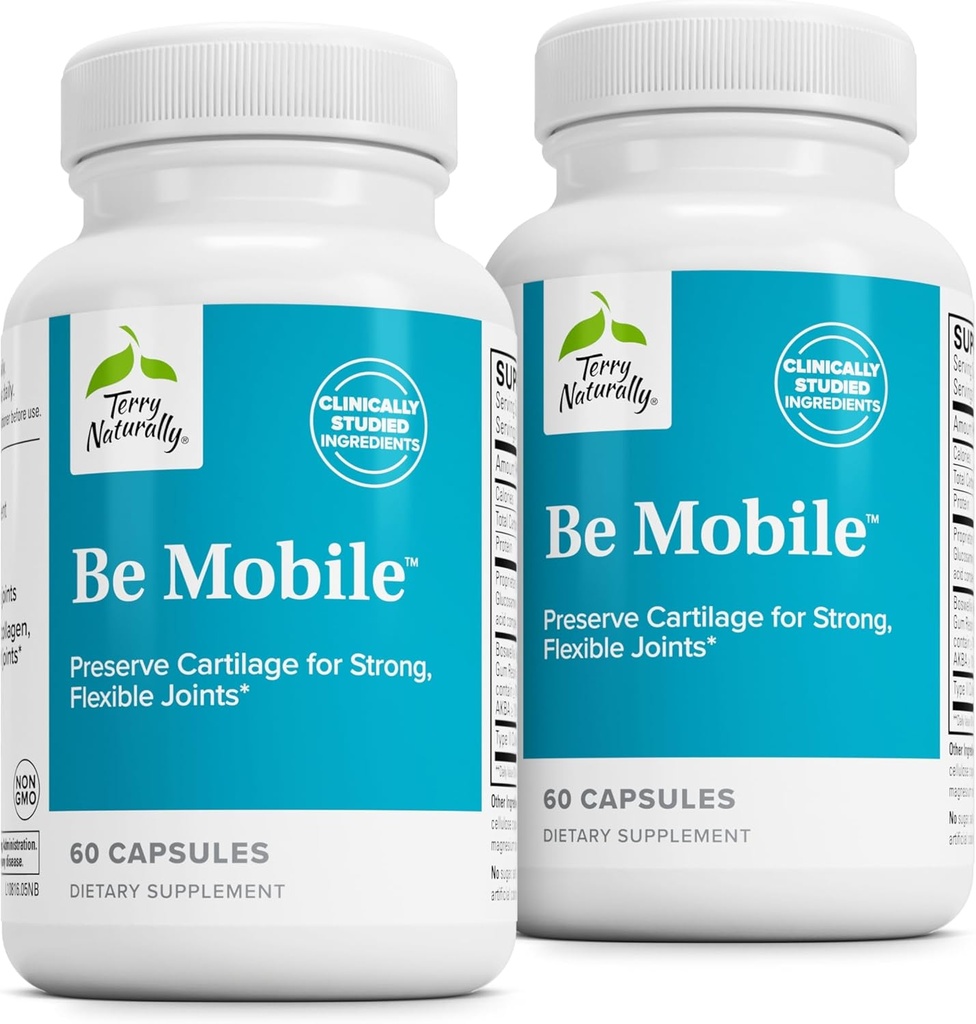 Terry Naturally Be Mobile - Collagen Supplement für Joint Health Support - Nahrungsergänzung mit Boswellia Extract & Type II Collagen - Lower Back & Knee Support - 60 Kapseln (Pack von 2)