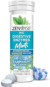 Zenwise Health Digestive Enzyme Breath Mints für Gut Health, ICY Peppermint Flavor - Verdauungsenzyme für Bloating Relief & Gut Support - Multi Enzymes Digestion Supplement - 30 Kaubares Tablet