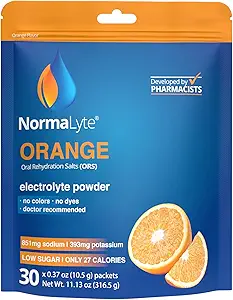 NormaLyte Oral Rehydration Salts-Helps gestione dietetica di POTS Sindrome sintomi- 1 Pouches -30 Sticks (Yields 500mL per Pack)-Orange| Integratori energetici, Supplemento di potassio, Recupero di disidratazione