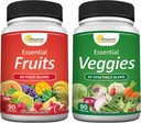 aSquared Nutrition Fruits and Veggies Supplement - 90 Veggie & 90 Fruit Capsules - Superfood Vegetable Greens Vitamins Pillen - Nature's Super Food Alternative to Powder & Gummies