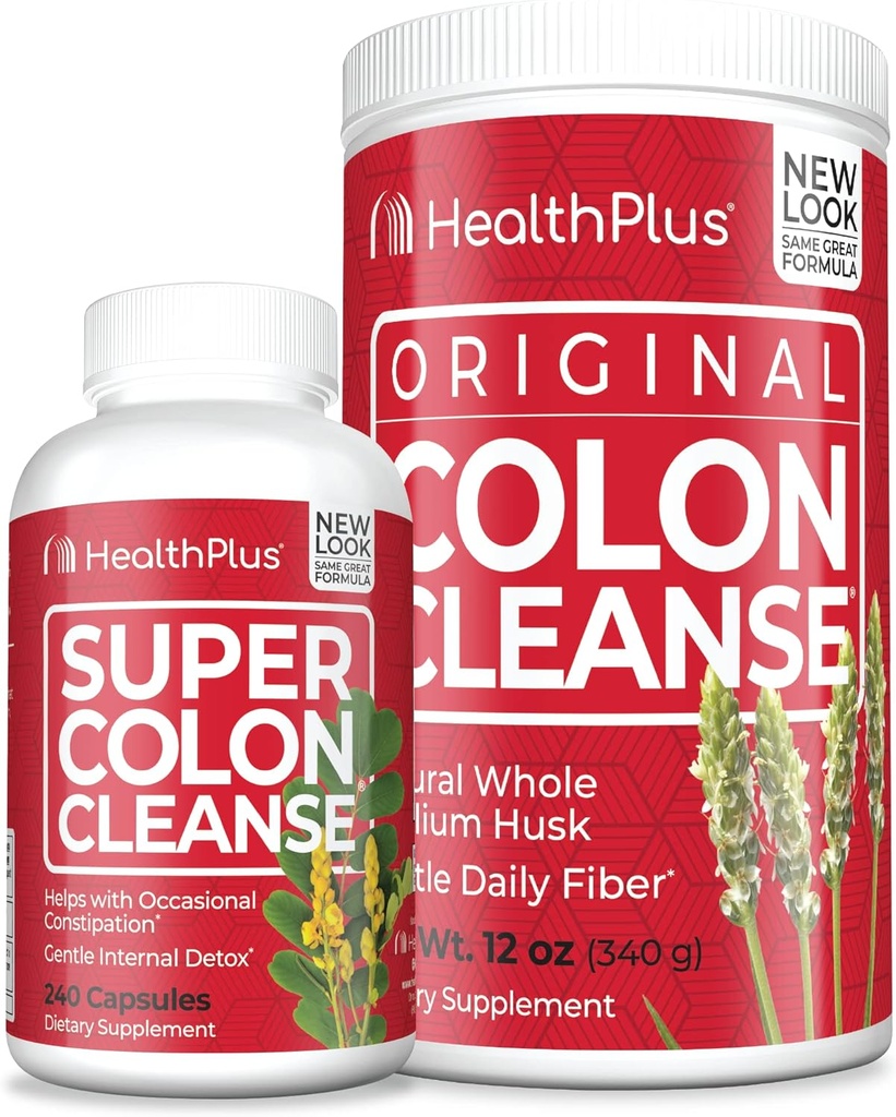 Health Plus Super Colon Cleanse (240 capsule) & Colon Cleanse (12 once/48 porzioni) Bundle