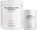 Codeage Multi Collagène Protein Capsules & Multi Collagène Protein Powder Bundle de Multi Collagène, Collagène Types I, II, II, V & X, 90 Comte de Multi Collagène Peptides - Pure, Hydrolysé, 20 oz