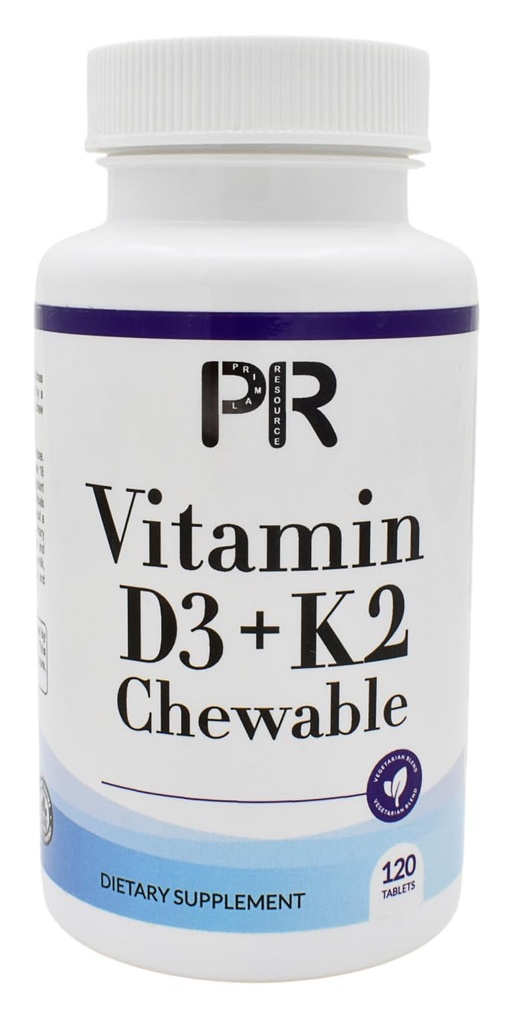 D3 + K2 Chewable Tablets High Potency Bone, Heart & Immune Support Calcium Vitamin Absorption Formula with Vitamin K2 MK-7 Delicious, Gluten-Free 120ct USA