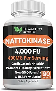 Pure 4,000 FU Nattokinase Supplemento | 400mg Autentico Natto giapponese estratto | per la salute cardiovascolare e del cuore, circolazione sanguigna | Aiuta a mantenere sano flusso sanguigno | Sistema immunitario | 90 capsule