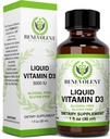 Bénévolent Nourriture Vitamine D3 gouttes 5000 UI - Potent et efficace 1000 UI par goutte - Absorbant rapidement le supplément alimentaire liquide - 100 % sans alcool et sans gluten