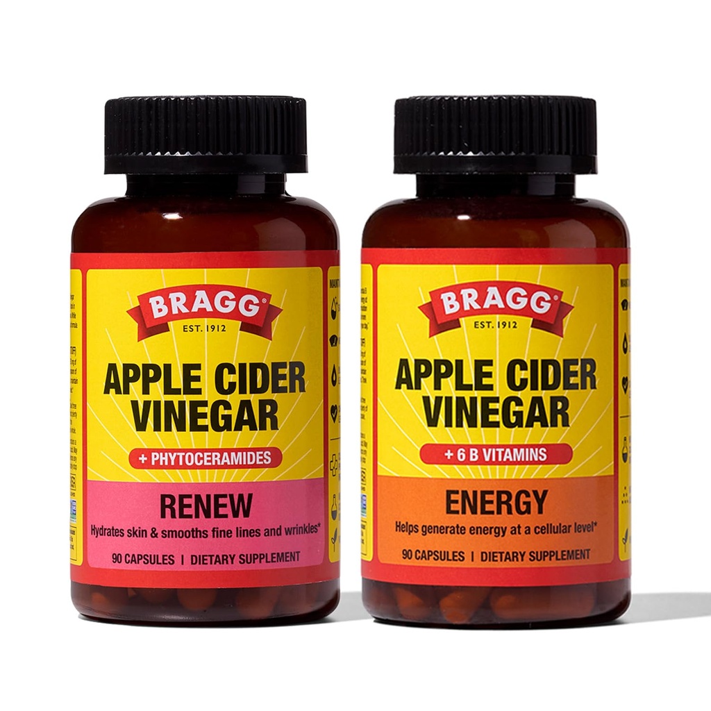 Bragg Renew Apple Cider Vinegar Capsules with Phytoceramides Energy Apple Cider Vinegar Capsules with B Vitamins