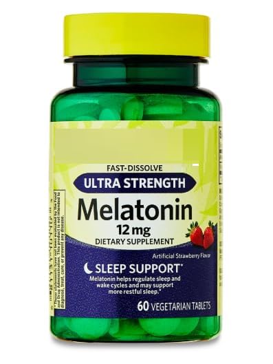 SEDLAV Ultra Strength Melatonin Sleep Support Dietary Supplement Fast-Dissolve Tablets, 12 mg, 60 Count Sticker