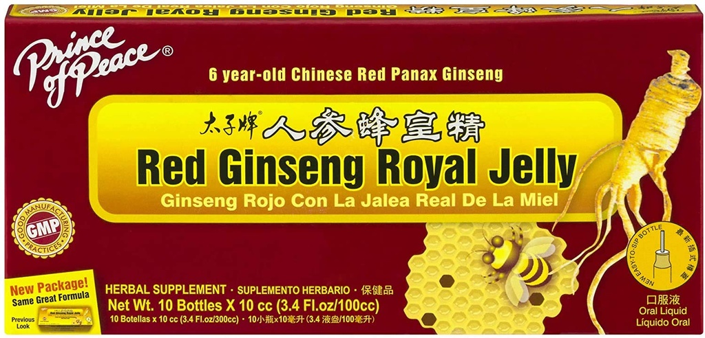 Prince Of Peace Red Ginseng Royal Jelly, 10 Bottiglie, 0.34 fl. oz. Ogni â€“ Energy Boosting Supplement â€“ Ginseng Shots to Go â€“ Support The Bodyâ€TMs Energy System, 0.34 Fl Oz (Pack of 10)