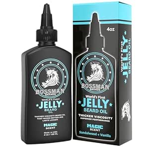 Bossman Jelly huile de barbe pour les hommes (4 onces, Magic Scent) – assouplit, hydrate et conditions avec des ingrédients naturels