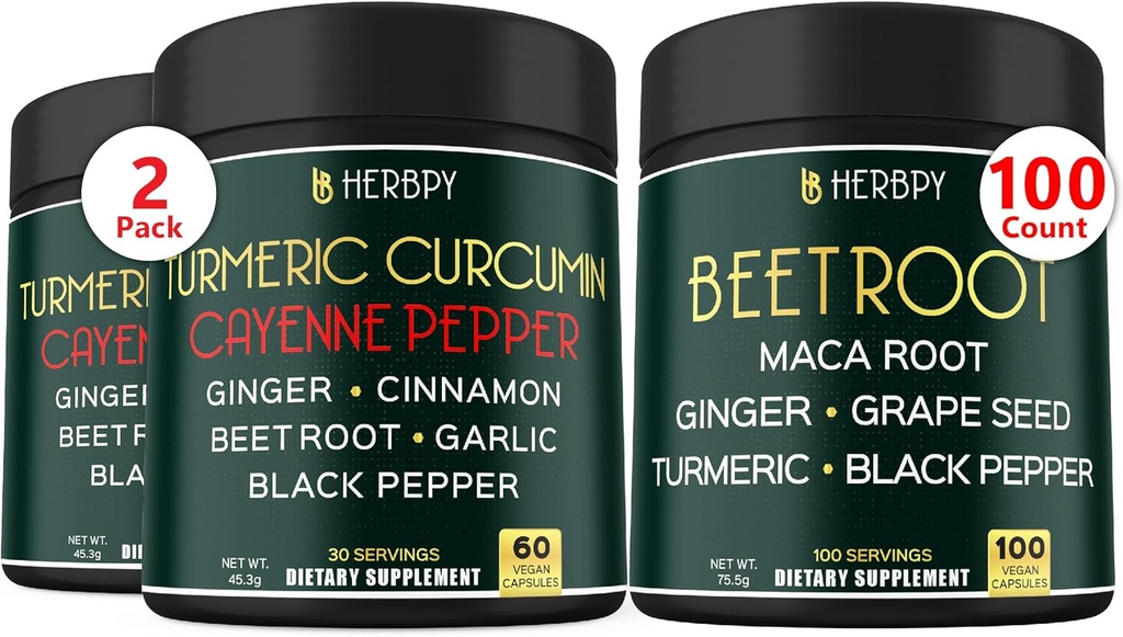 Bundle 7in1 Turmeric Curcumin & 6in1 Beet Root Kapseln