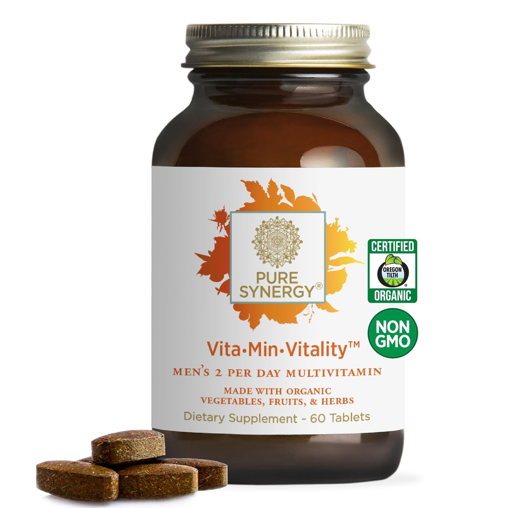 Multivitamine naturelle pour les hommes Multivitamine quotidienne faite avec des aliments organiques entiers pour l'énergie, le stress et le soutien immunitaire (60 comprimés)