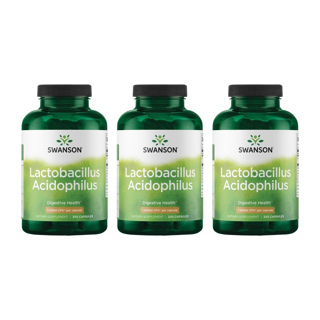 Swanson Lactobacillus Acidophilus - Integratore Probiotico che supporta la salute digestiva con 1 miliardo di CFU Per Capsule - promuove la salute del tratto di Bowel e GI - (250 capsule) 3 Pack