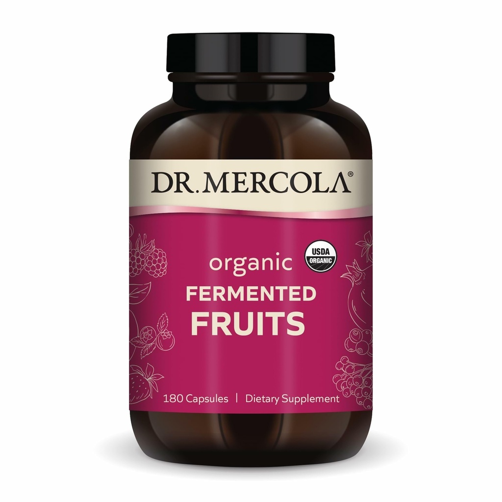 Dr. Mercola Organic Fermented Fruits, 30 Serve (180 capsule), Integratore alimentare, Supporta la salute immunitaria, Non OGM, Certificato USDA Organic
