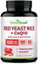 Riso di lievito rosso della foglia di foresta con il supplemento di CoQ10 - 1215mg Extra Forza Capsule di riso di lievito rosso con acido lipoico alfa e fless organico, Citrina Free - 180 capsule