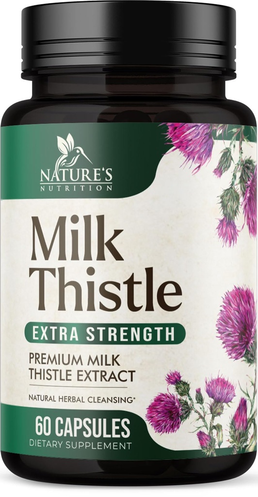 Milchdistel Extrakt 1000mg - Leberreiniger Detox & Repair Formel mit Dandelion Extrakt - Kräuter Leber Ergänzung - Nature's Milk Thistle w/Silymarin Marianum, Unterstützt Lebergesundheit - 60 Kapseln