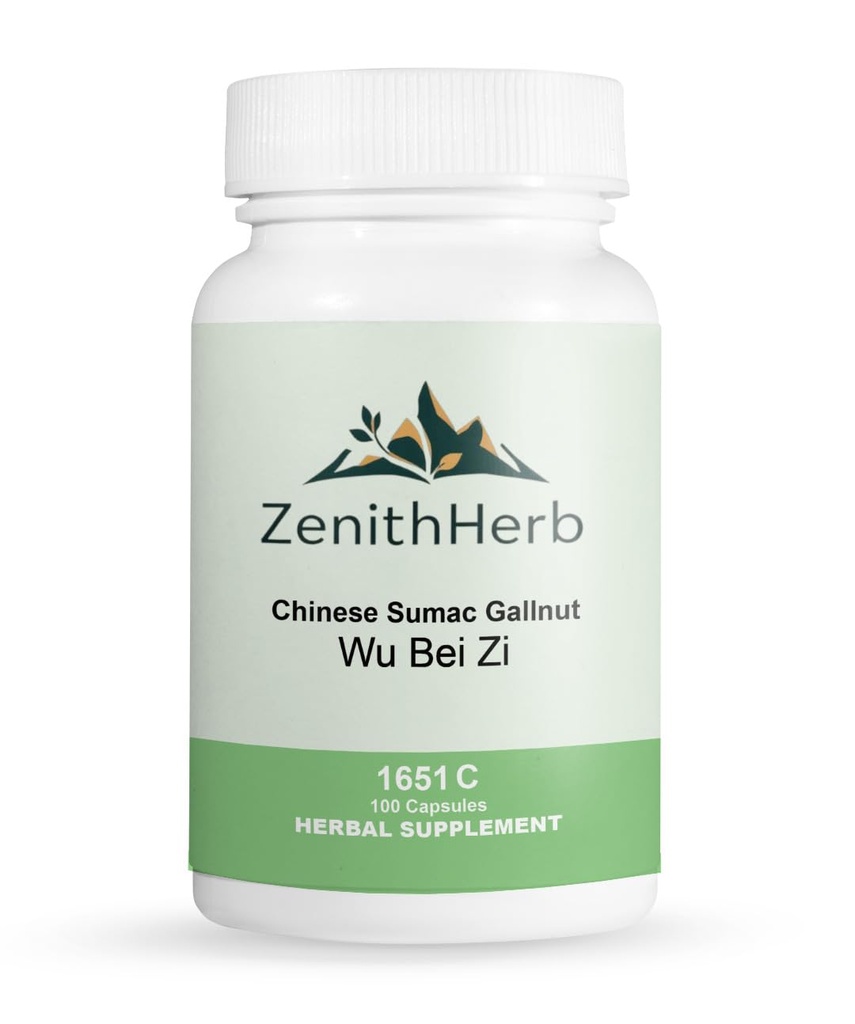 Chinese Sumac Gallnut, Wu Bei Zi, Herbal Supplement, 100 Capsules/Bottle, 2 Bottles