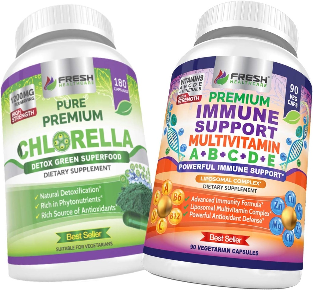 FRESH HEALTHCARE Chlorella et immunosupport Multivitamine - Bundle