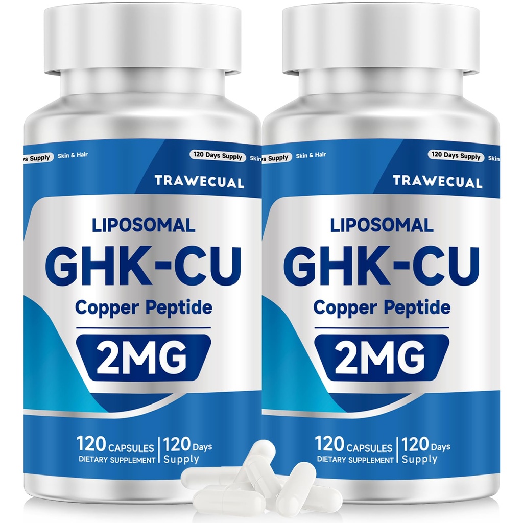 GHK-Cu Peptide – High-Purity GHK-Cu with Liposomal Delivery for Hair & Skin Support – 120 Caps.2 Pack