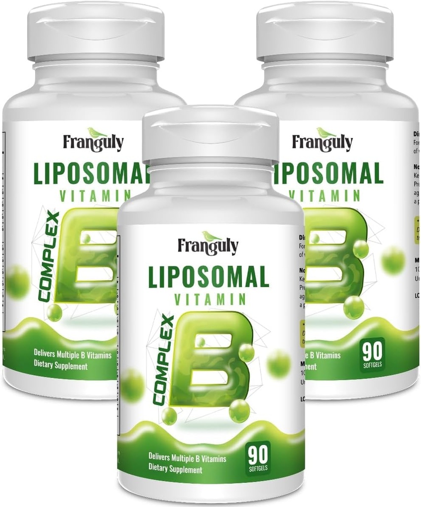 Complexe actif B Vitamines liposomiques B avec plus d'inositol à haute puissance B complexe B1, B2, B3, B5, B6, Biotine, Folate, B12 méthylcobalamine- soutient l'énergie et la santé cérébrale - 270 Softgels